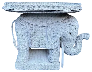 Wicker Elephant Garden Stool