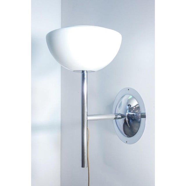 Wall lamp, applique, space age design, in chromed metal and opal glass. Italy, 1970s origin italy period 1970s materials...