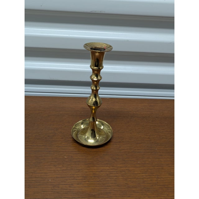 Mid-Century Modern Vintage Brass Candlestick Holders - Set of 4 For Sale - Image 3 of 9