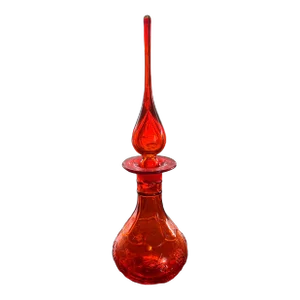 Mid 20th Century Rainbow Decanter/ Genie Bottle in Orange