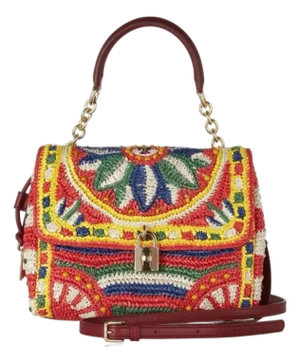 Dolce & Gabbana Miss Dolce Raffia Sicily Woven Top Handle Bag Shoulder Crossbody