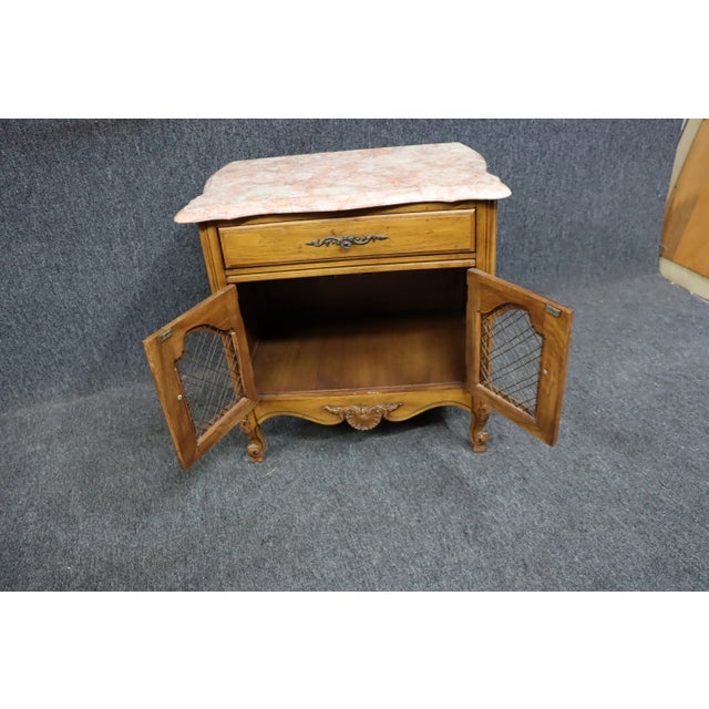 Wood Marble Top Provincial Nightstand For Sale - Image 7 of 8