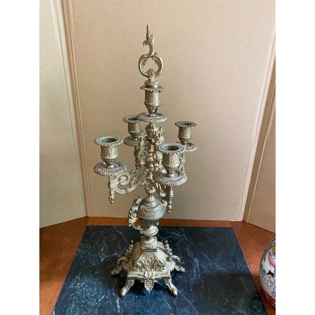 Gold 1930s Lions Foot Brass Candelabra For Sale - Image 8 of 8