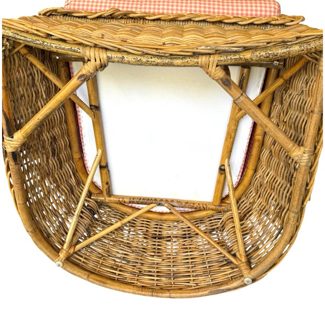 Wood Wicker Works Braided Chair and Ottoman For Sale - Image 7 of 9