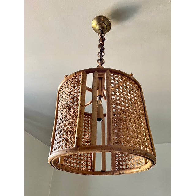 Rattan Cane Pendant Light, 1970s For Sale - Image 6 of 10