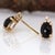 Metal Oval Shaped Black Spinel Stud Earrings in 14k Solid Gold With Natural Diamonds- 2 Pieces For Sale - Image 7 of 7