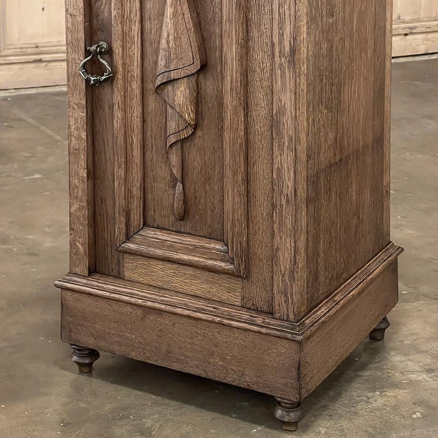 Rustic Antique Neoclassical Marble Top Nightstand ~ Pedestal For Sale - Image 13 of 18