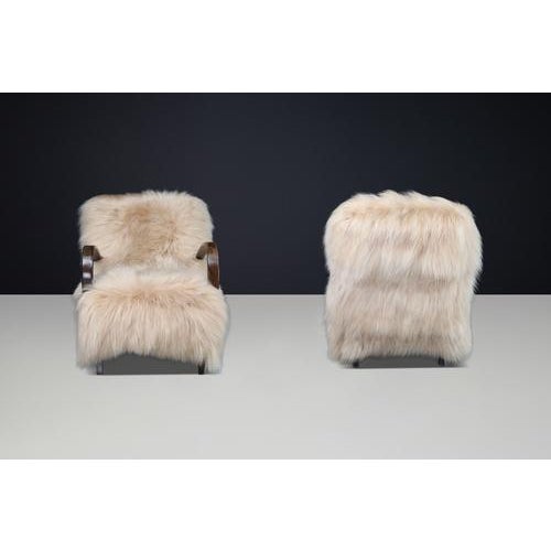 Lounge Chairs in Icelandic Sheepskin from Jindřich Halabala, 1940s, Set of 2 For Sale - Image 18 of 18