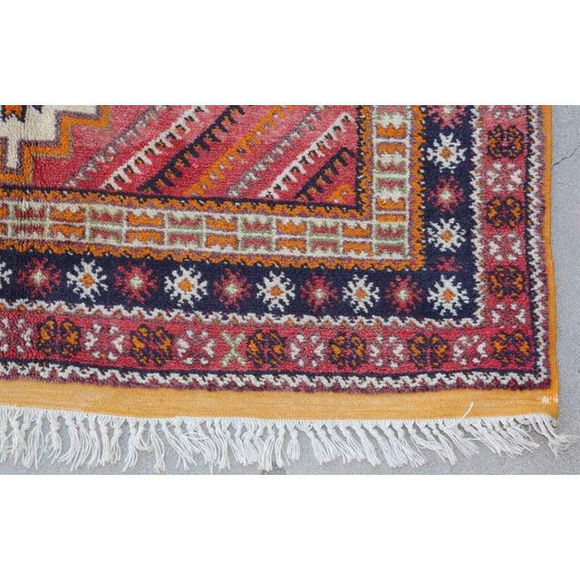 Vintage Moroccan Taznakht Tribal Wool Rug in Brown, Orange and Pink, 1960s For Sale - Image 14 of 17