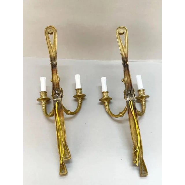19th Century Louis XVI Style Knot and Tassel Candle Wall Lights, Set of 2 For Sale - Image 14 of 18