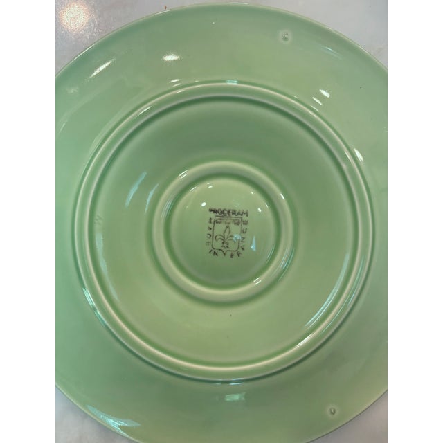 Green Vintage French Green Majolica Oyster Plate, Proceram For Sale - Image 8 of 13