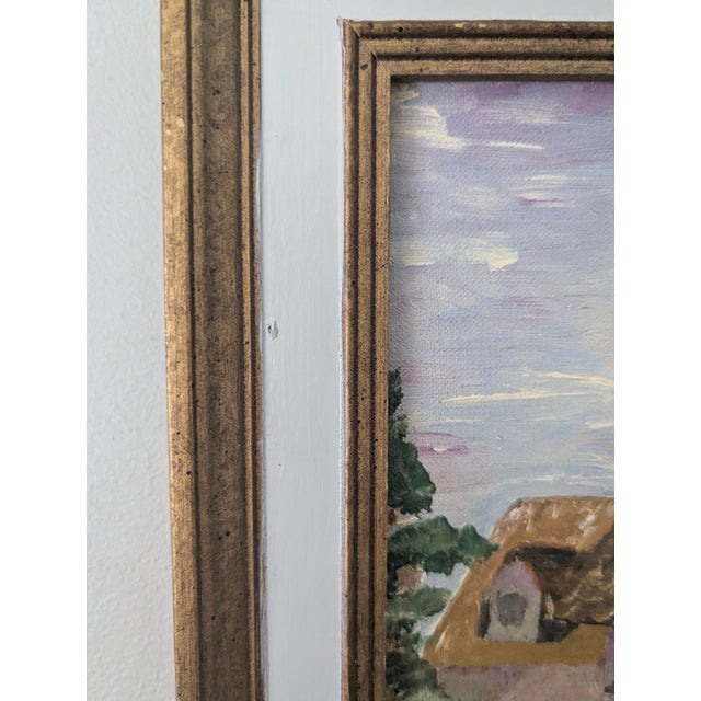Vintage English Cotswolds Cottage Impressionist Painting Framed For Sale - Image 4 of 13