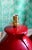 Metal 1920s Pair of Red Glass Art Deco Table Lamps With Orange Pleated Lampshades For Sale - Image 7 of 18