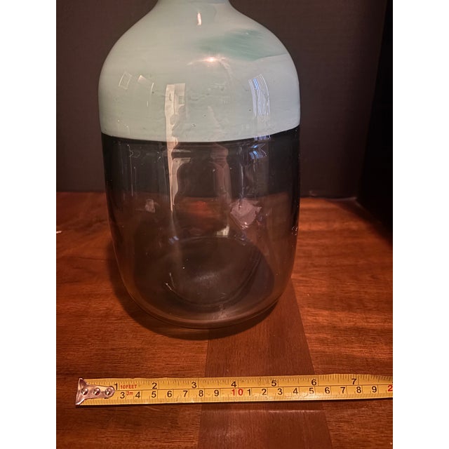 2010s West Elm Mid-Century Modern Italian Style Incalmo Blown Art Glass Vase - Teal, Blue & Green, 12 Retired For Sale - Image 5 of 8