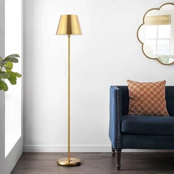 Safavieh Asher 60" Metal Shade Floor Lamp - Brass For Sale - Image 4 of 6