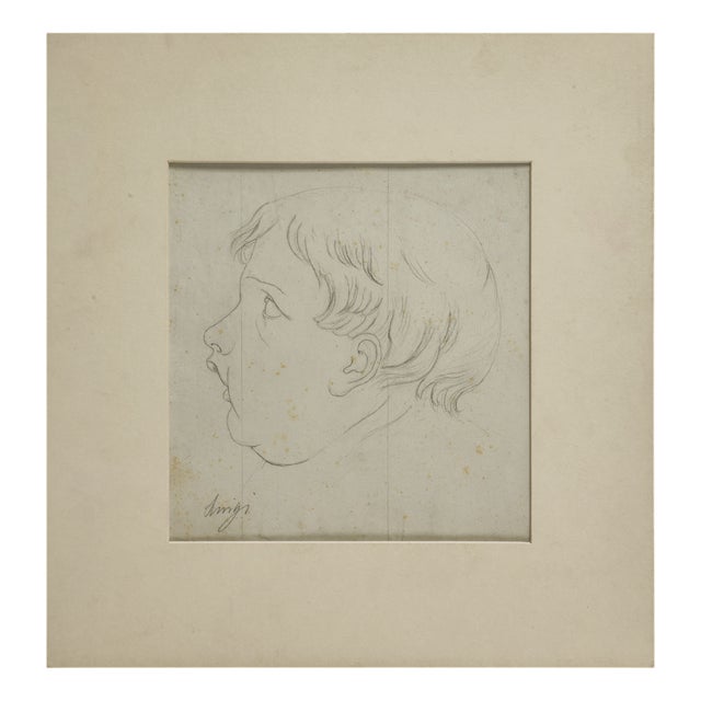 Period Italian Child Portrait Pencil Drawing For Sale