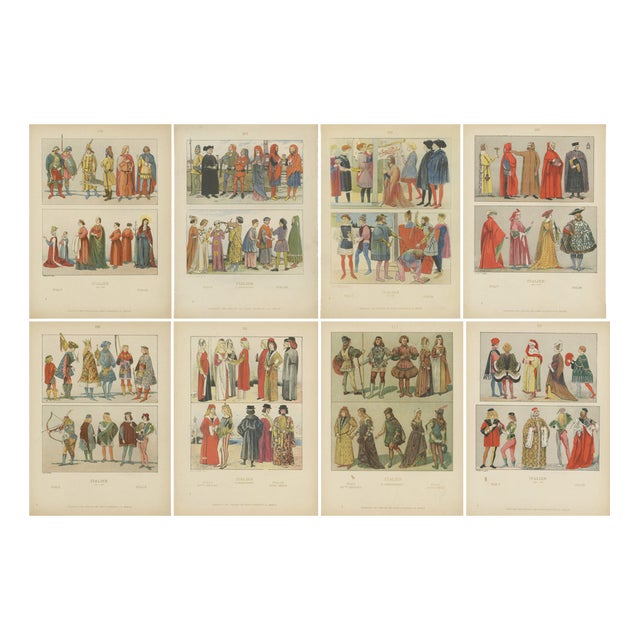 After Max Tilke, Italian Costumes, 1880, Prints, Set of 8 For Sale