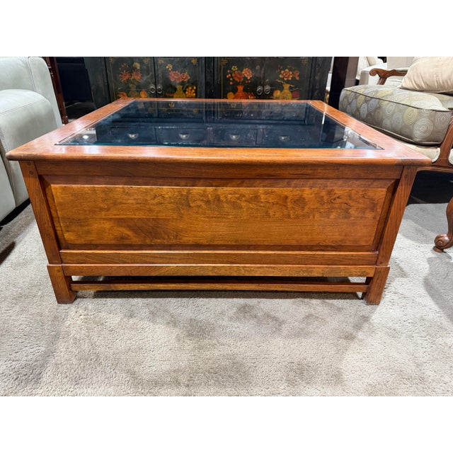 2020s Bob Timberlake Glass Top Curio Style Coffee Table With 3 Drawers For Sale - Image 5 of 7