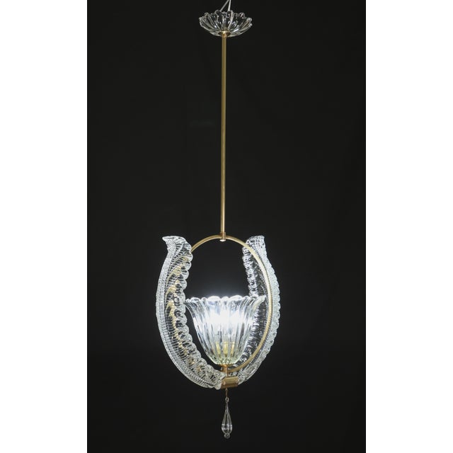 1950s Amazing Murano Glass Art Deco Pendant Chandelier by Ercole Barovier, 1940s For Sale - Image 4 of 16