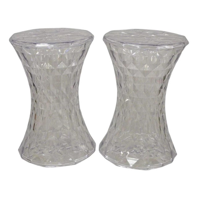 Marcel Wanders for Kartell Italy Clear Pmma Hourglass "Stone" Stool - A Pair For Sale