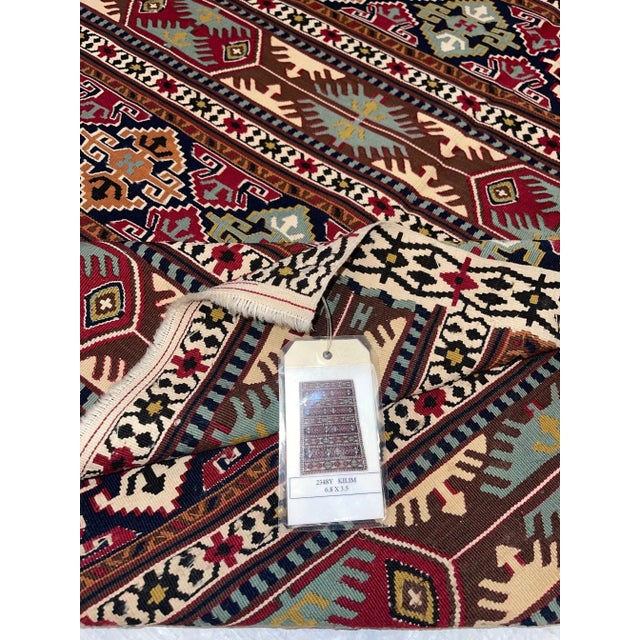 1920s Antique Geometric Kilim Rug 6'8''x 3'5'' For Sale - Image 4 of 9