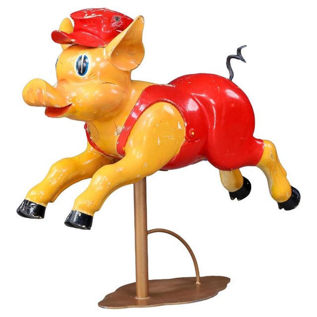Three Piglets Carousel Sculpture in Polychrome Wood attributed to Bernard Kindt, 1960s For Sale - Image 15 of 15