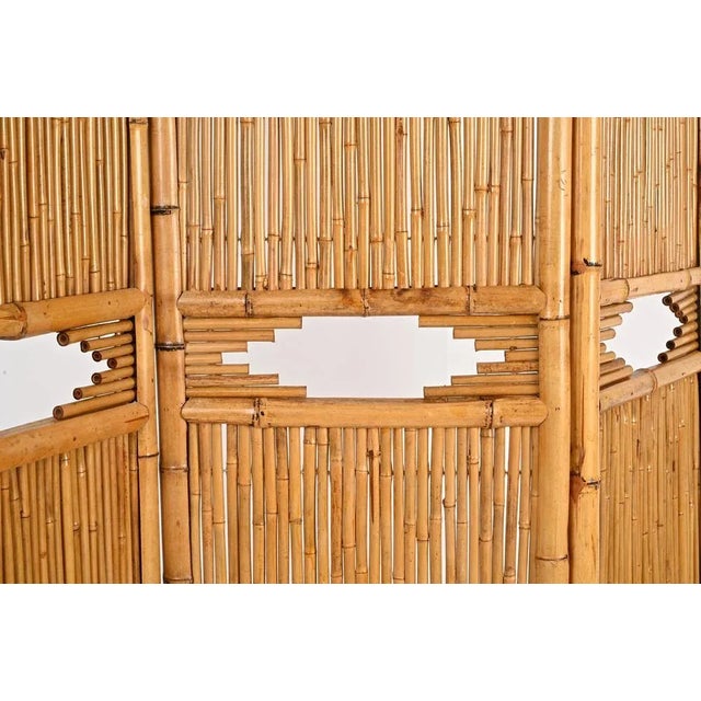 French Riviera Rattan and Bamboo 3-Panel Folding Screen, Italy, 1960 For Sale - Image 11 of 12