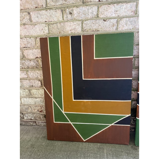Abstract Pair of Vintage Paintings Circa 1960s For Sale - Image 3 of 12