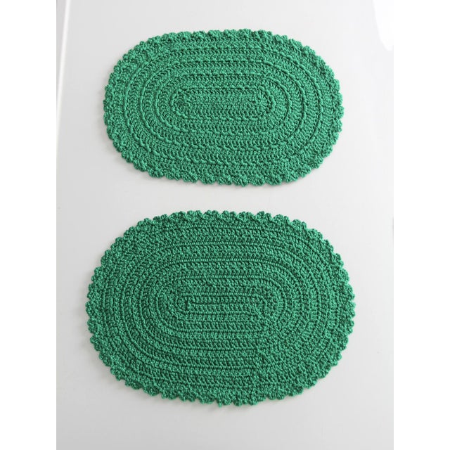 Green Vintage Crotchet Green Oval Placemats - Set of 2 For Sale - Image 8 of 9