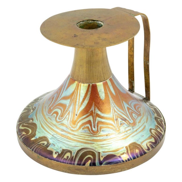 Art Noveau Austrian Colorful Candlestick in Glass from Johann Loetz Witwe, 1900s For Sale - Image 6 of 8