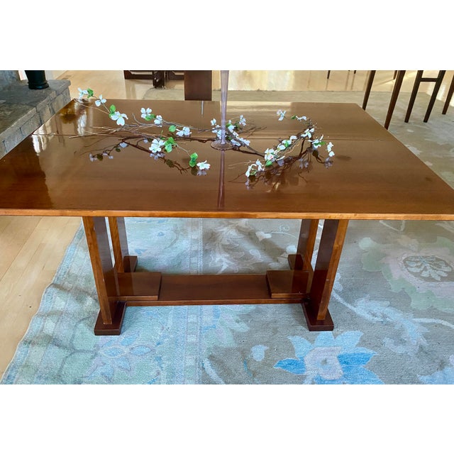 1950s Art Deco Style Mahogany Wood Dining Table / Console For Sale - Image 10 of 12