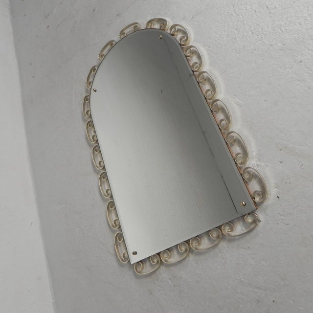 Vintage Faceted Mirror in Aluminum Frame, 1950s, in Good conditions. Designed 1950 to 1959