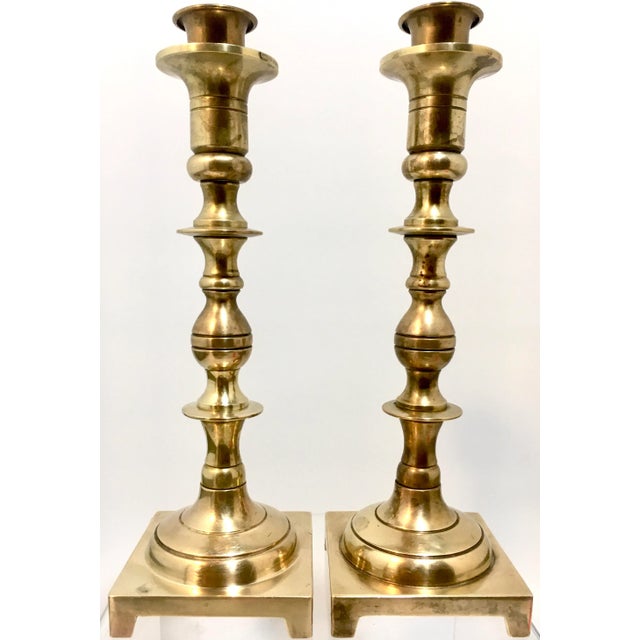 Pair of Solid Brass Candlesticks + Candle Followers Chairish
