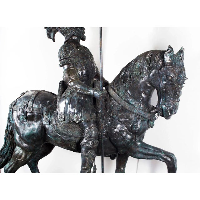 Black Life Size Roman Armoured Cavalry Officer on Horseback, 20th Century, Bronze For Sale - Image 8 of 18