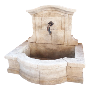 Arched Wall Fountain With Curved Basin From Provence, France, “Le Coustelet”