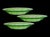 Set of three Anchor Hocking Cameo, also known as Ballerina, depression glass soup bowls in luminous green uranium glass....