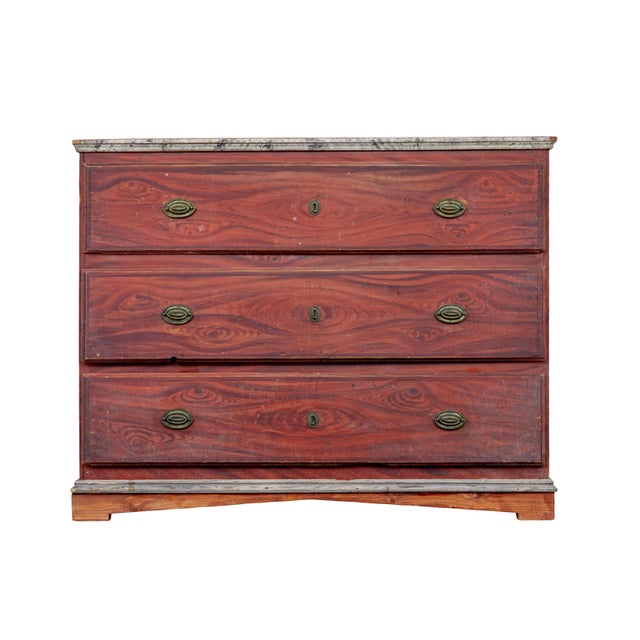 Purple Swedish Hand-Painted Chest of Drawers, 1840 For Sale - Image 8 of 8