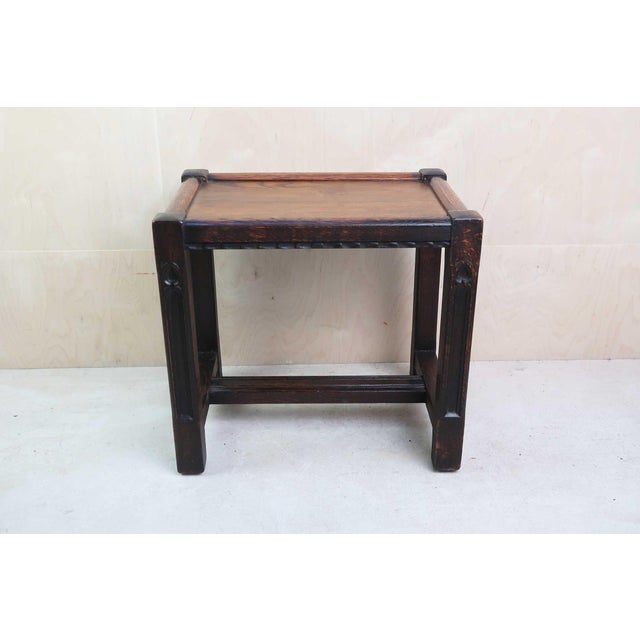 Wood Small Antique English Carved Oak Coffee Table, 1900 For Sale - Image 7 of 8