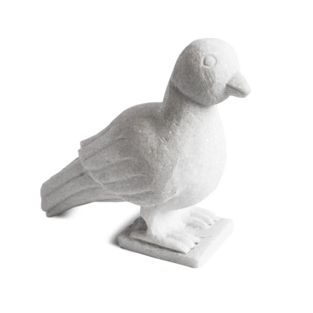 White solid marble bird figure. Each with slight natural material and handmade variations. Can be displayed indoors or...