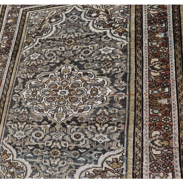 Ivory Antique Persian Malayer Rug With Intricate Botanical Design 3'6 X 4'5 For Sale - Image 8 of 12