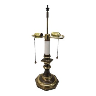 Brass Candlestick Table Lamp Manner of Stiffel For Sale