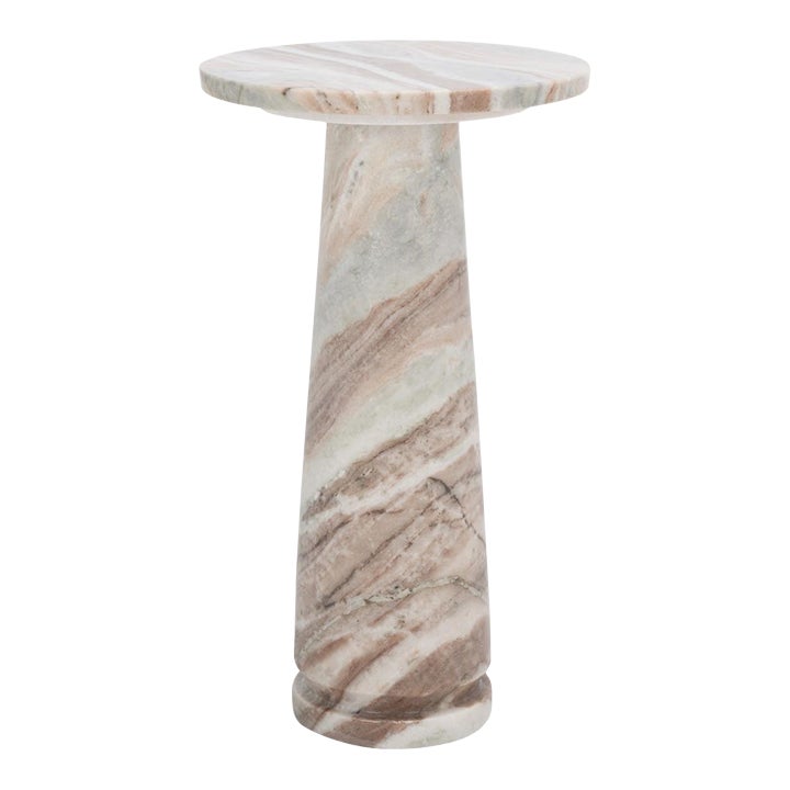 Valentia Round Marble Accent Table White/Brown Chairish