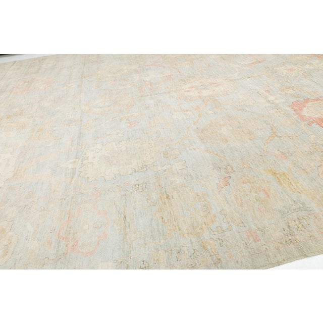 14x19 Contemporary Turkish-Style Oushak Hand-Knotted Wool Rug - Muted Neutral For Sale - Image 10 of 12