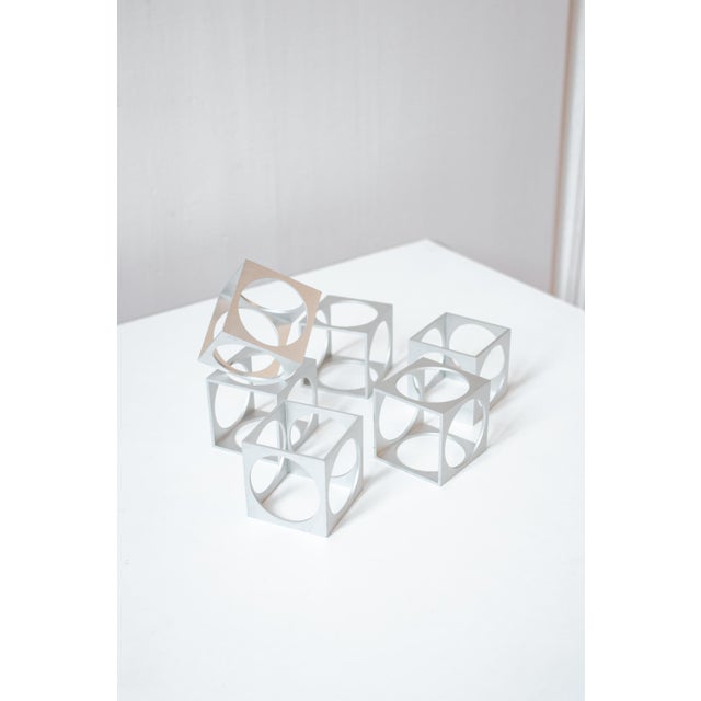 Silver Vintage Aluminum Napkin Rings or Egg Cups attributed to Pierre Vandel for Pierre Cardin, 1970s, Set of 6 For Sale - Image 8 of 10