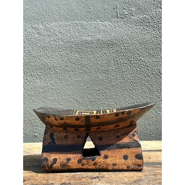 Vintage Brazilian Hand Painted Head Rest For Sale - Image 10 of 12