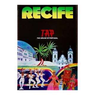 1970s Portuguese Travel Poster, Recife (Brazil), Tap (The Airline of Portugal) For Sale