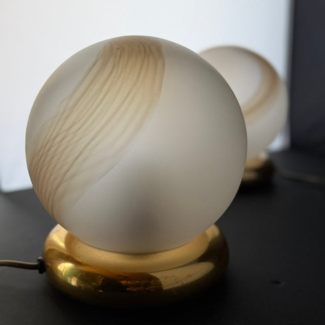 Sculptural Table Lamps with Glass Globes, Set of 2 For Sale - Image 5 of 17