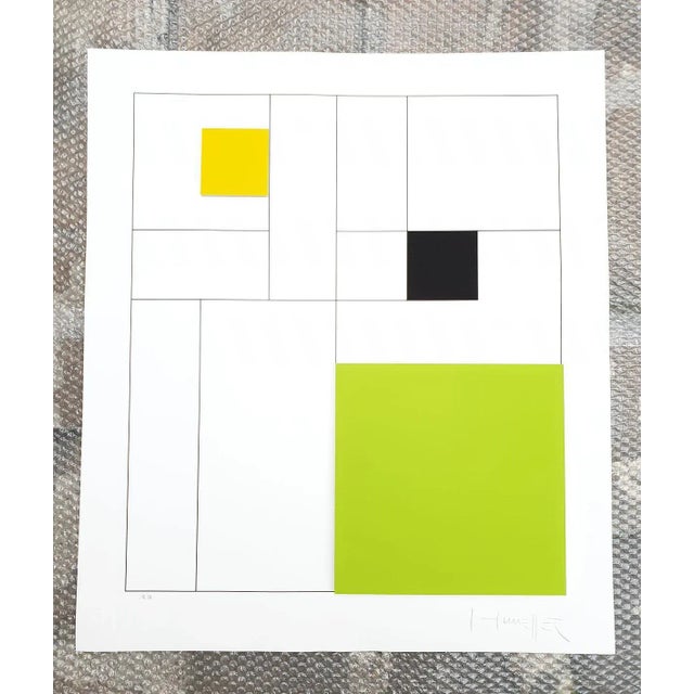 Gottfried Honegger Composition 3 3D squares (green, black, yellow) 2015 Silkscreen signed in pencil and marked EA. Dry...