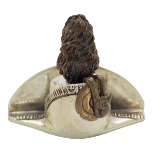 Vintage Italian Handmade Genuine Silver and Brass Elements Saturno Branded Italian Police Carabinieri Hat Figurine Miniature Table Place Card Holder