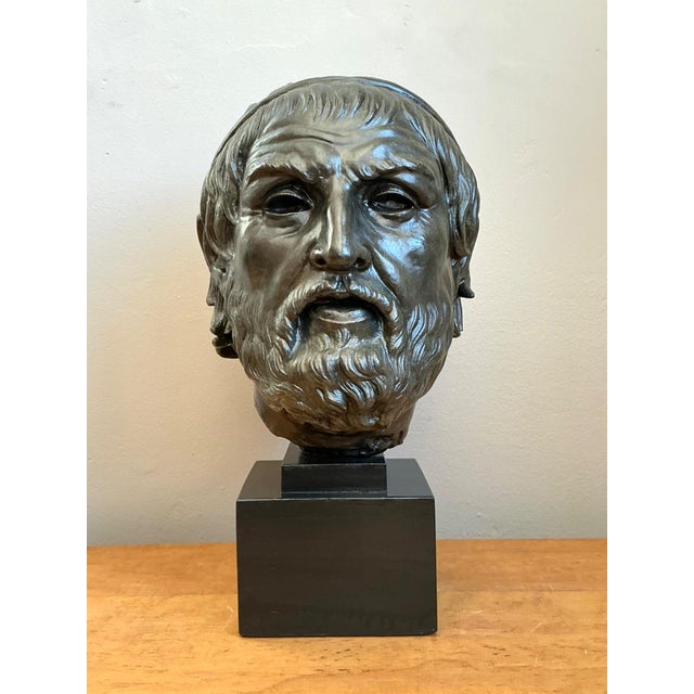 Vintage Bronze Classical Bust Sculpture of Sophocles For Sale - Image 11 of 18